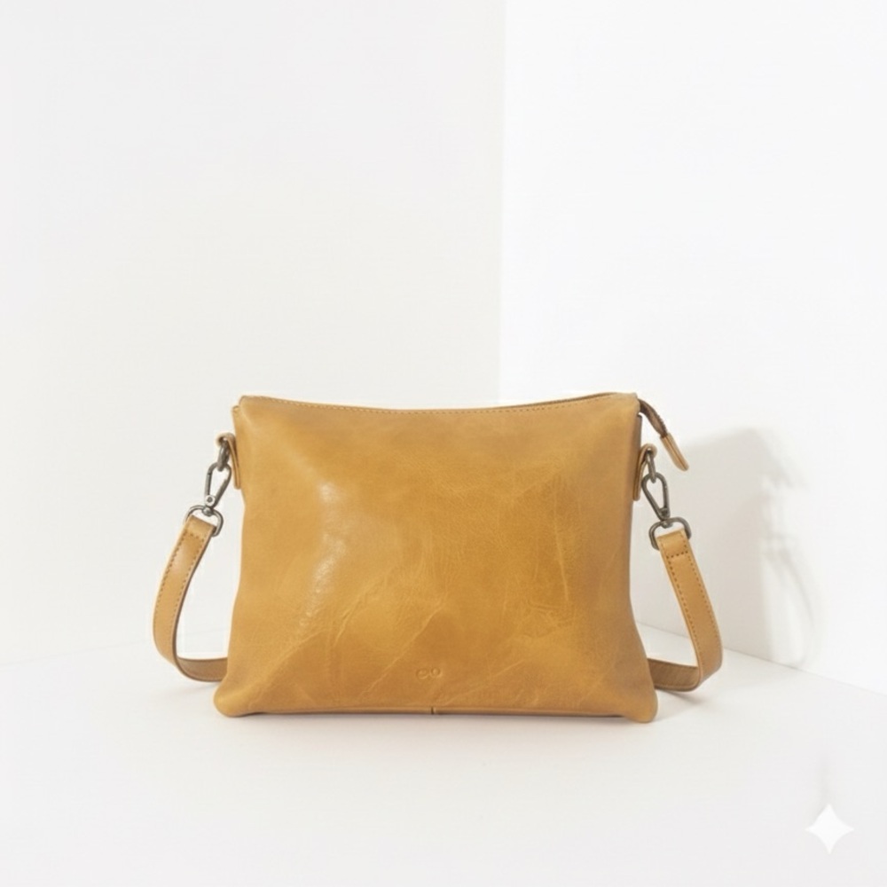 SQ Mustard Yellow Vegan Leather Hobo Bag, Recycled Interior